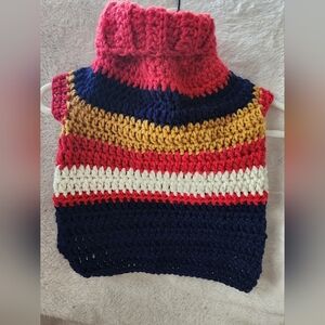 Dog Sweater, Medium Red Stripe Crochet Dog Sweater